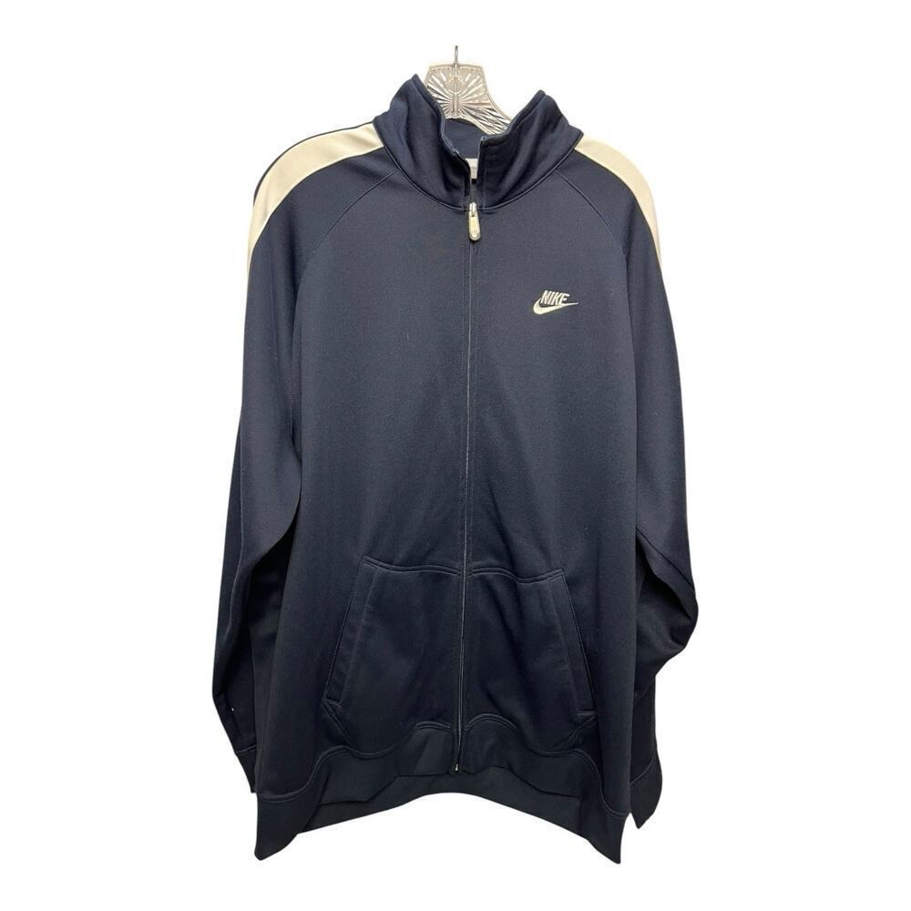 Vintage Y2K 2000s Nike Navy/White Windbreaker Track Jacket Size XXL Grey Tag